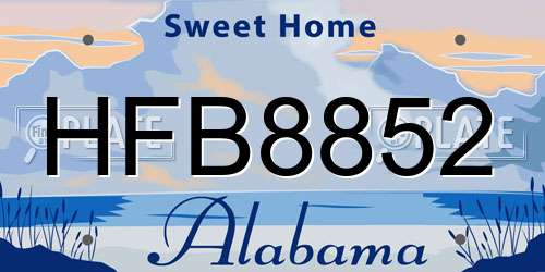 HFB8852 Alabama License Plate