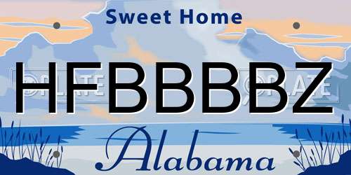 HFBBBBZ Alabama License Plate