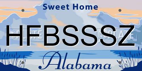 HFBSSSZ Alabama License Plate