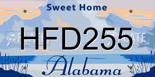 HFD255 Alabama License Plate
