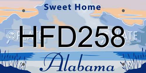 HFD258 Alabama License Plate