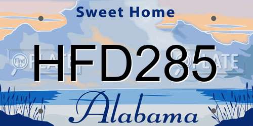 HFD285 Alabama License Plate