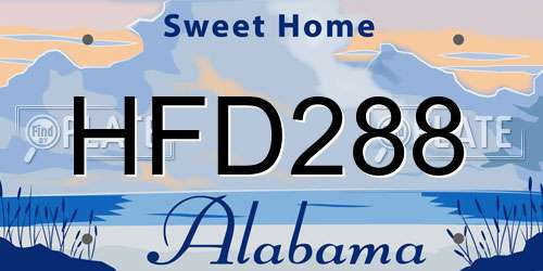 HFD288 Alabama License Plate