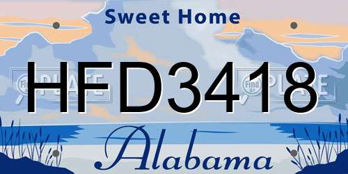 HFD3418 Alabama License Plate