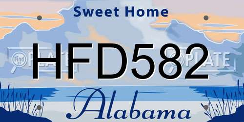 HFD582 Alabama License Plate