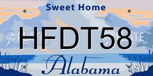 HFDT58 Alabama License Plate