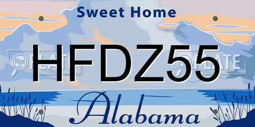 HFDZ55 Alabama License Plate