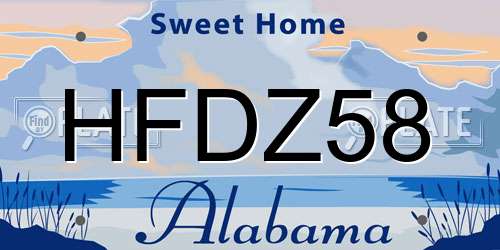 HFDZ58 Alabama License Plate