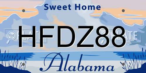 HFDZ88 Alabama License Plate