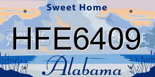 HFE6409 Alabama License Plate