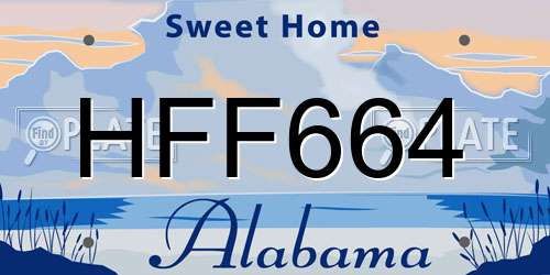 HFF664 Alabama License Plate