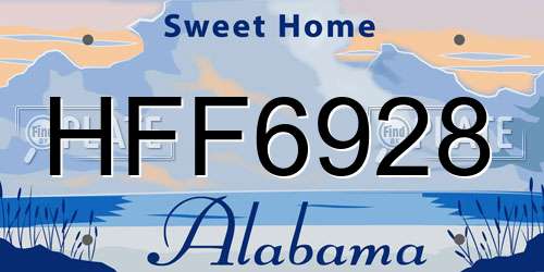 HFF6928 Alabama License Plate
