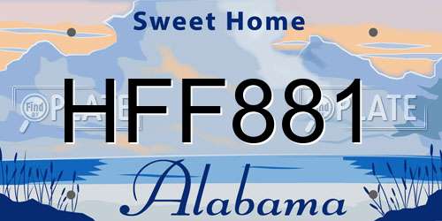 HFF881 Alabama License Plate