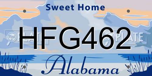 HFG462 Alabama License Plate