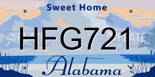HFG721 Alabama License Plate