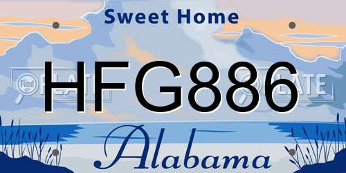 HFG886 Alabama License Plate