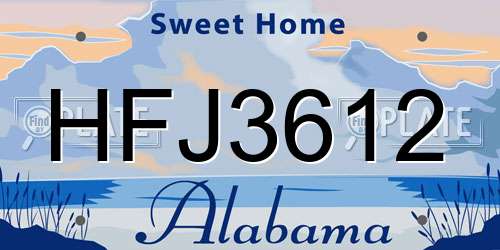 HFJ3612 Alabama License Plate