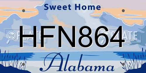HFN864 Alabama License Plate
