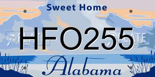HFO255 Alabama License Plate