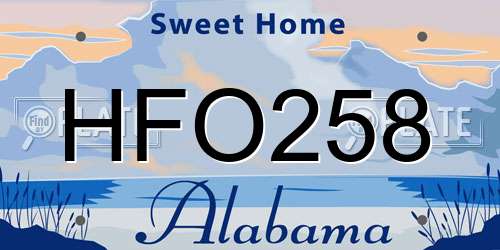 HFO258 Alabama License Plate