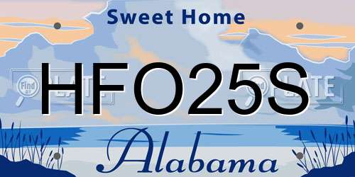 HFO25S Alabama License Plate