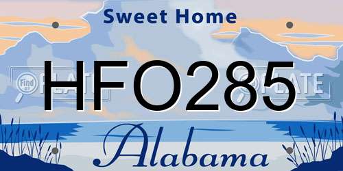 HFO285 Alabama License Plate