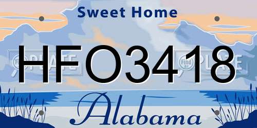 HFO3418 Alabama License Plate