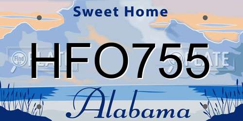 HFO755 Alabama License Plate