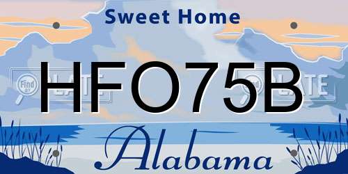 HFO75B Alabama License Plate