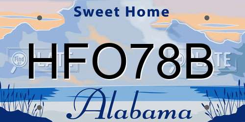 HFO78B Alabama License Plate