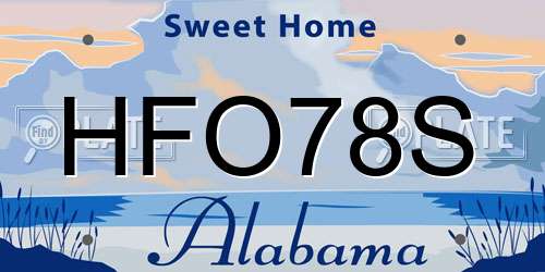 HFO78S Alabama License Plate
