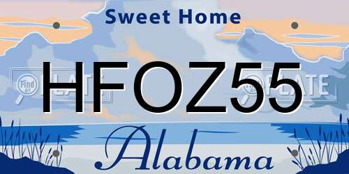 HFOZ55 Alabama License Plate