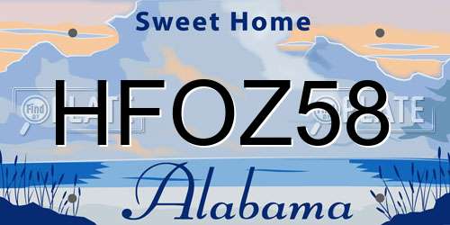 HFOZ58 Alabama License Plate