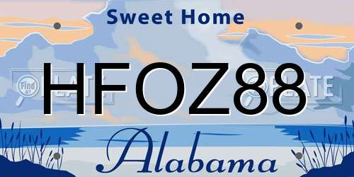 HFOZ88 Alabama License Plate