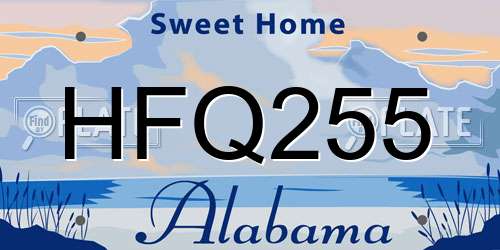 HFQ255 Alabama License Plate