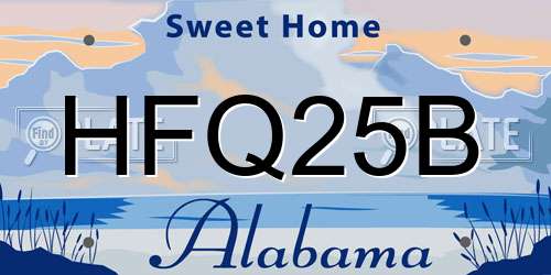 HFQ25B Alabama License Plate