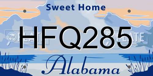 HFQ285 Alabama License Plate
