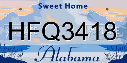 HFQ3418 Alabama License Plate