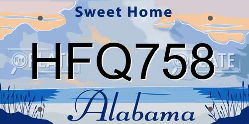 HFQ758 Alabama License Plate
