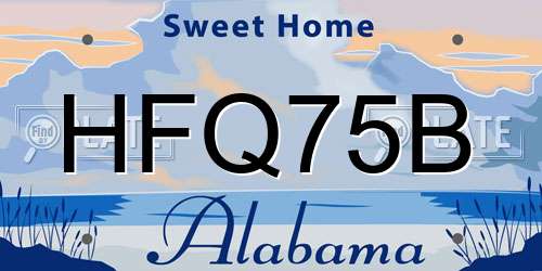 HFQ75B Alabama License Plate