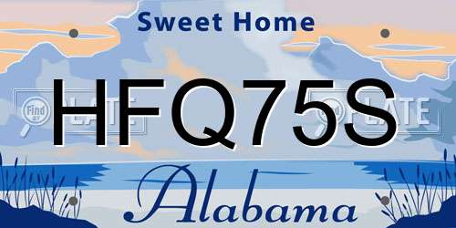 HFQ75S Alabama License Plate
