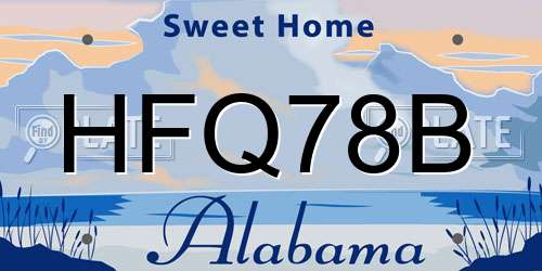 HFQ78B Alabama License Plate