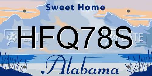 HFQ78S Alabama License Plate