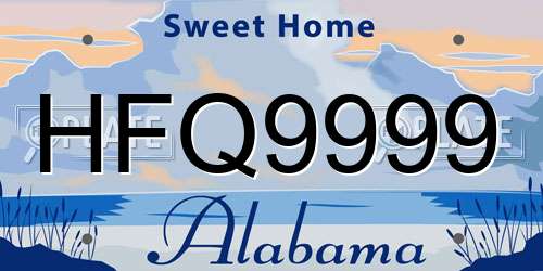 HFQ9999 Alabama License Plate