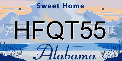 HFQT55 Alabama License Plate