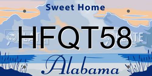 HFQT58 Alabama License Plate