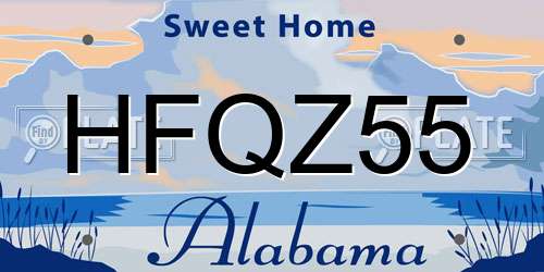 HFQZ55 Alabama License Plate