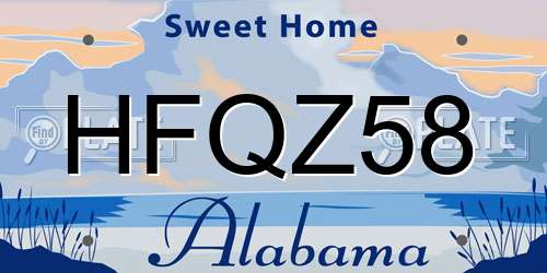 HFQZ58 Alabama License Plate