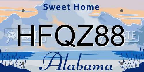 HFQZ88 Alabama License Plate