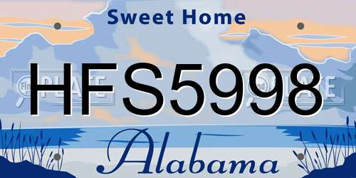 HFS5998 Alabama License Plate